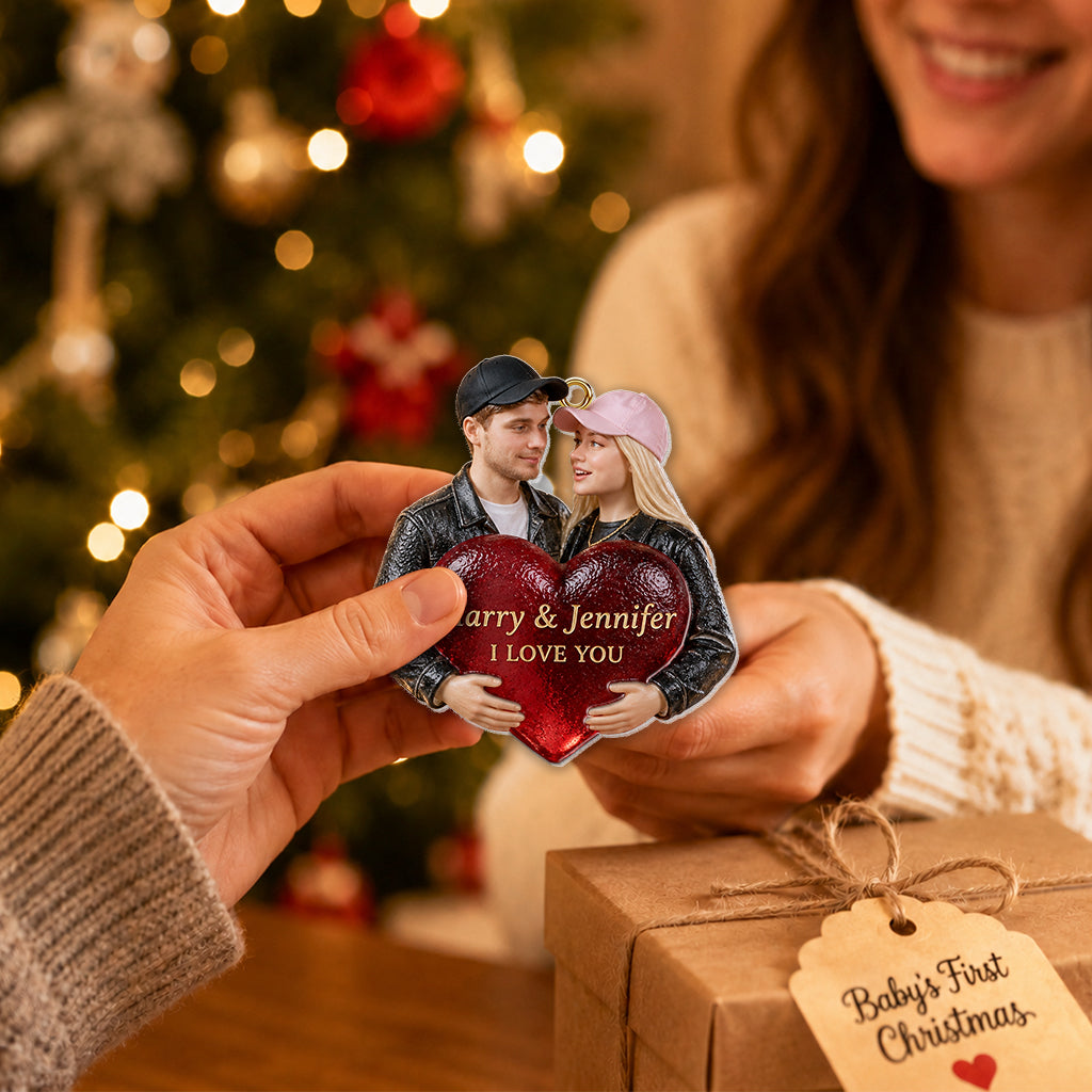 Personalized Christmas Latino Couple Glass Ornament, Husband Wife Keepsake Gift