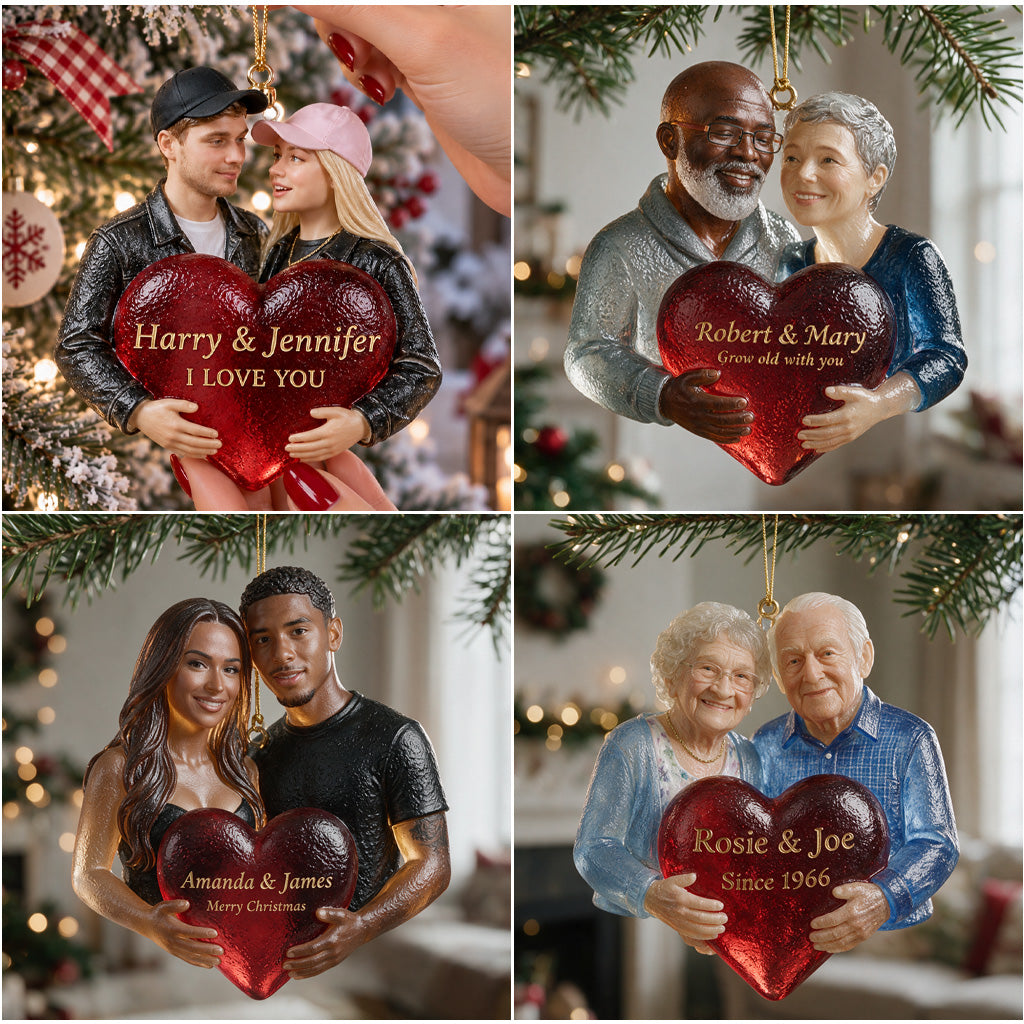 Personalized Christmas Black Lesbian Couple Glass Ornament LGBT Couple Keepsake
