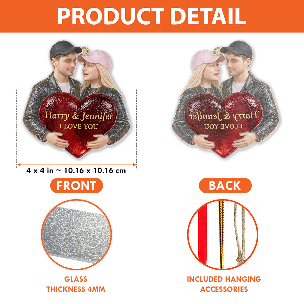 Personalized Older Latino Couple Christmas Glass Ornament