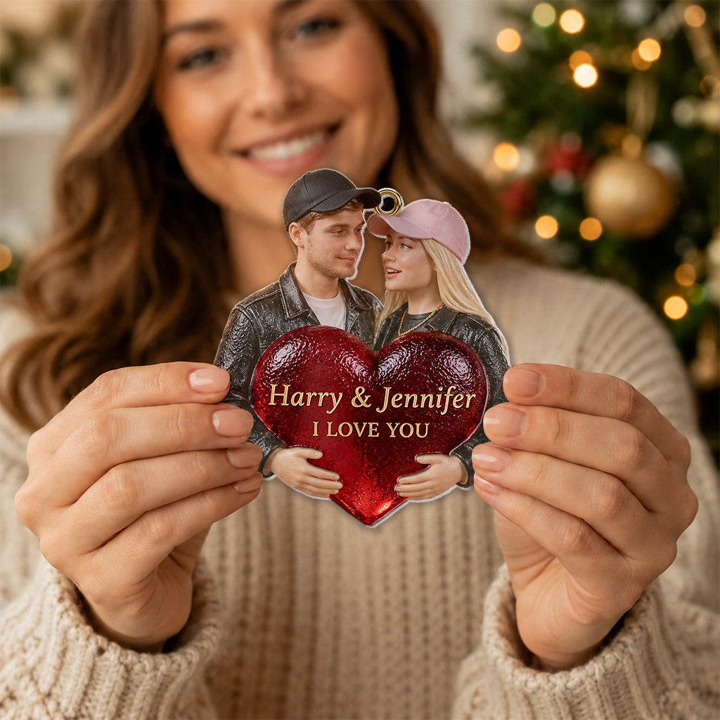 Personalized Black Gay Couple Christmas Glass Ornament Couple Gift