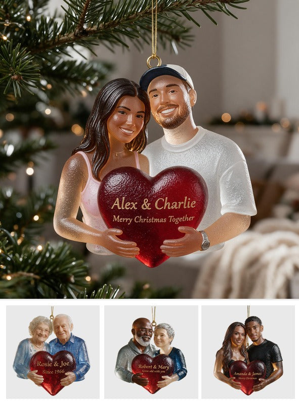 Personalized Christmas Latino Couple Glass Ornament, Husband Wife Keepsake Gift