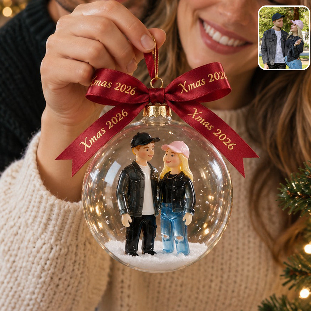 Personalized Christmas Husband Wife Couple Snow Globe Ornament Tree Decoration