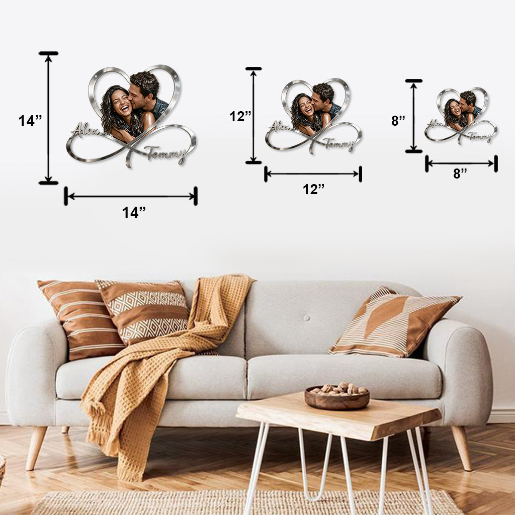 Personalized Custom Photo Older Latino Couple Infinity Heart Metal Sign Bedroom Decor