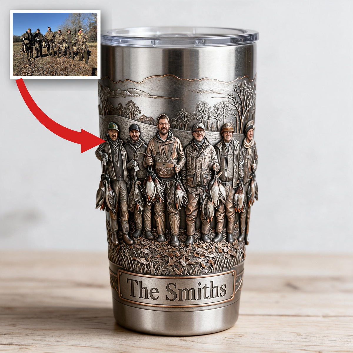 Personalized Custom Photo Duck Hunting Group Camo Tumbler Hunting Gift