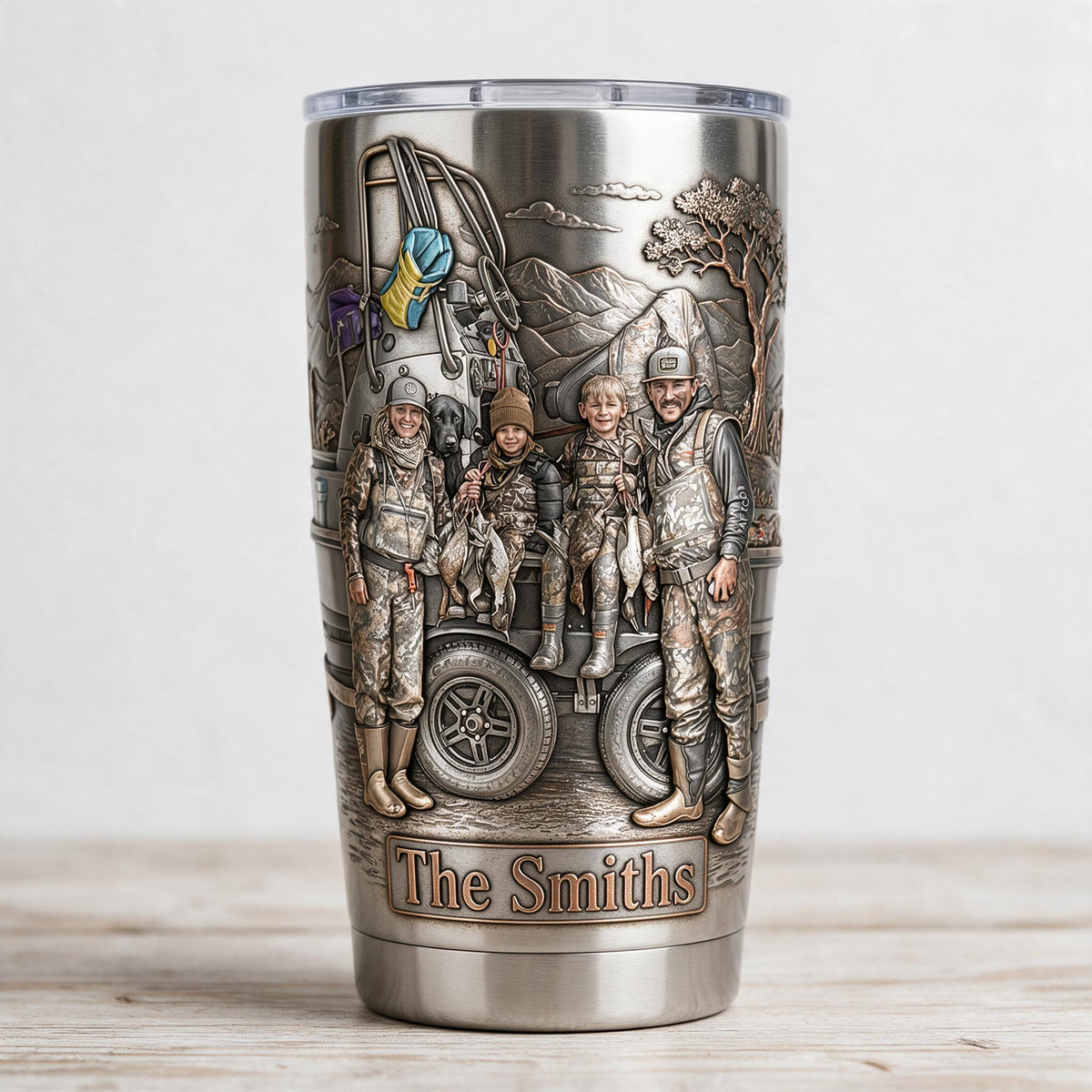 Personalized Custom Photo Hunting Family Tumbler, Hunting Themed Gift