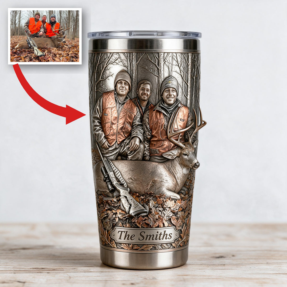 Personalized Custom Photo Hunting Group with Deer Tumbler Hunting Gift