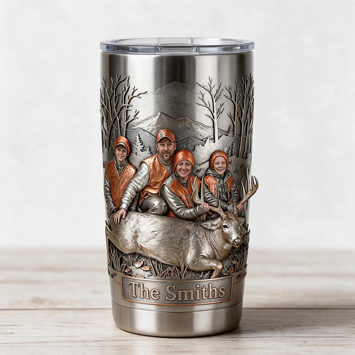 Personalized Custom Photo Hunting Family with Deer Tumbler Hunting Gift