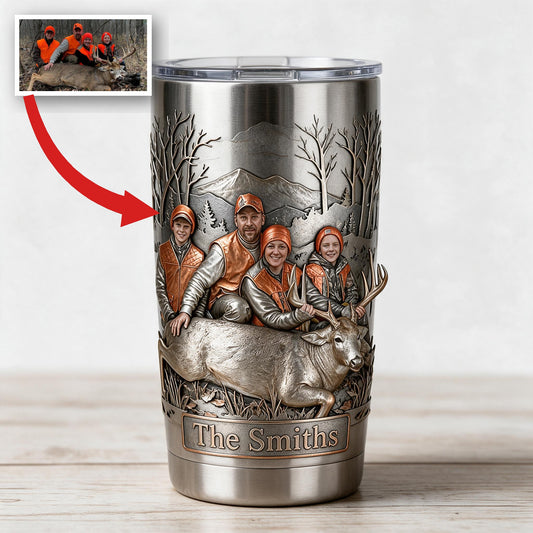 Personalisierter Foto-Hunting-Familien-Tumbler mit Reh Geschenk