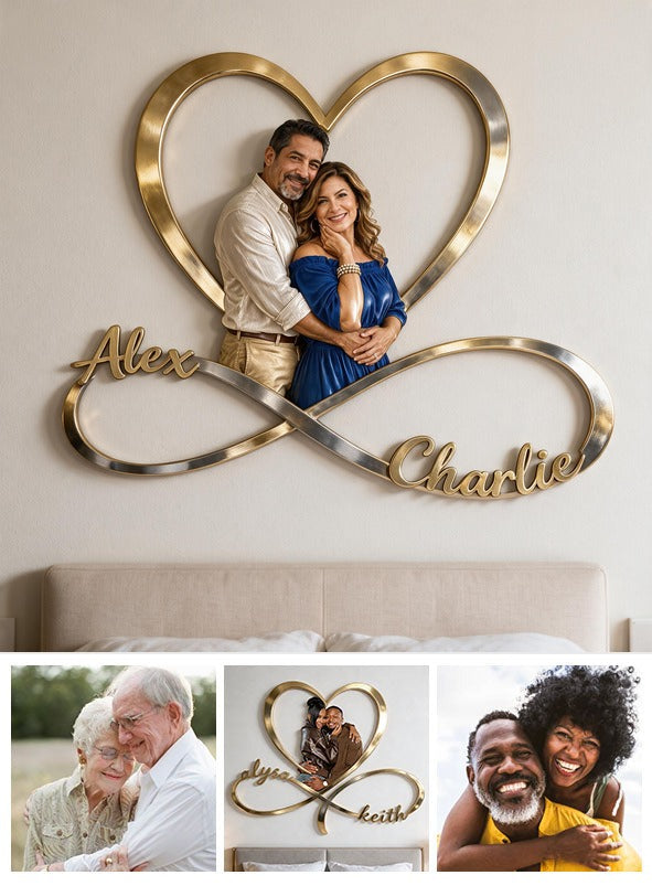 Personalisierte Foto-Metallschild für ein mittelalterliches Latino-Paar
