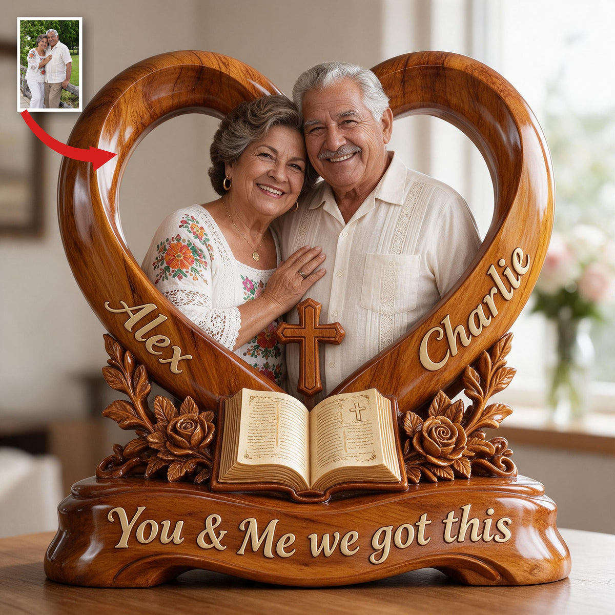 Personalized Custom Photo Older Latino Couple Acrylic Plaque Couple Keepsake