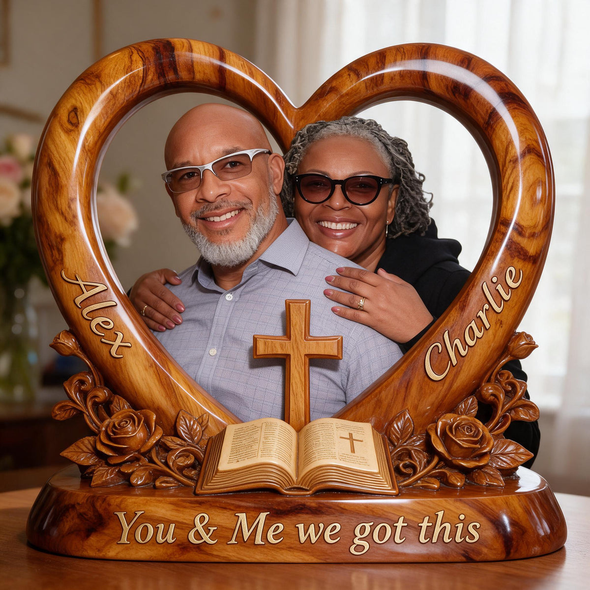 Personalized Custom Photo Middle-Aged Black Couple Acrylic Plaque Husband Wife Keepsake