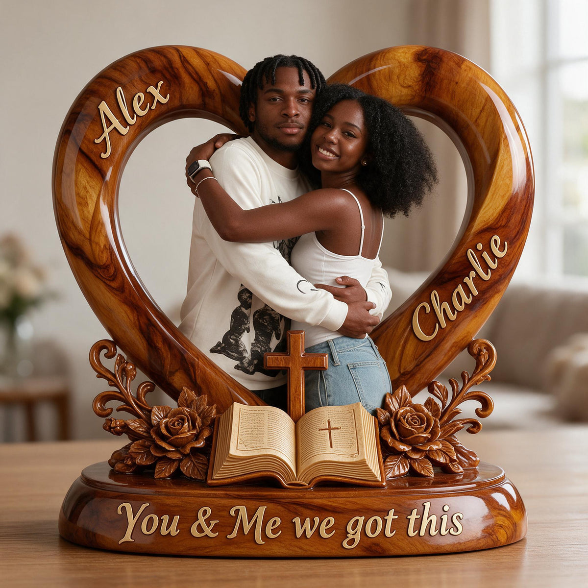 Personalized Custom Photo Black Couple Acrylic Plaque, Husband Wife Keepsake Gift