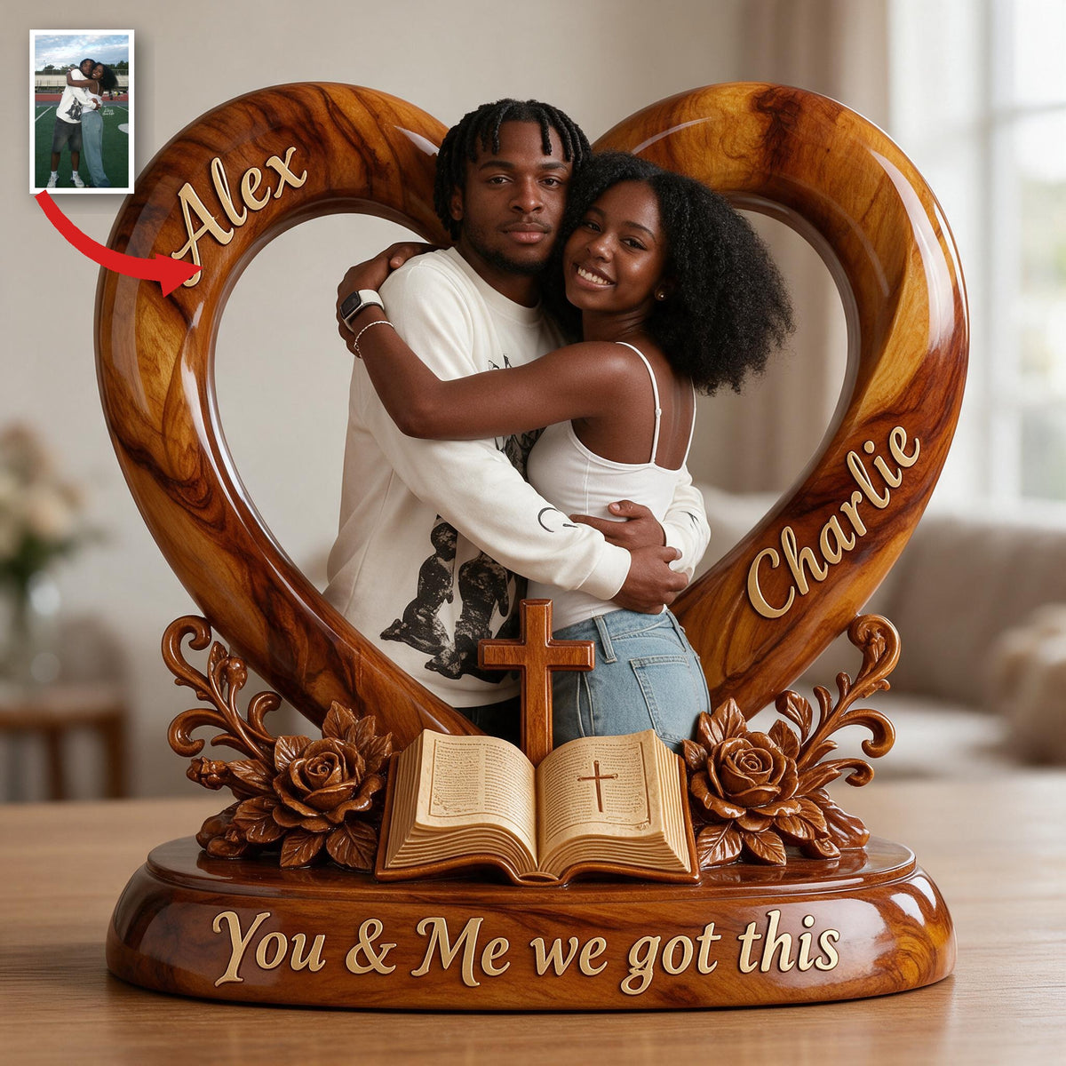 Personalized Custom Photo Black Couple Acrylic Plaque, Husband Wife Keepsake Gift