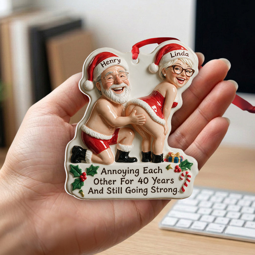 Personalized Custom Photo Christmas Black Couple Funny 3D Ornament