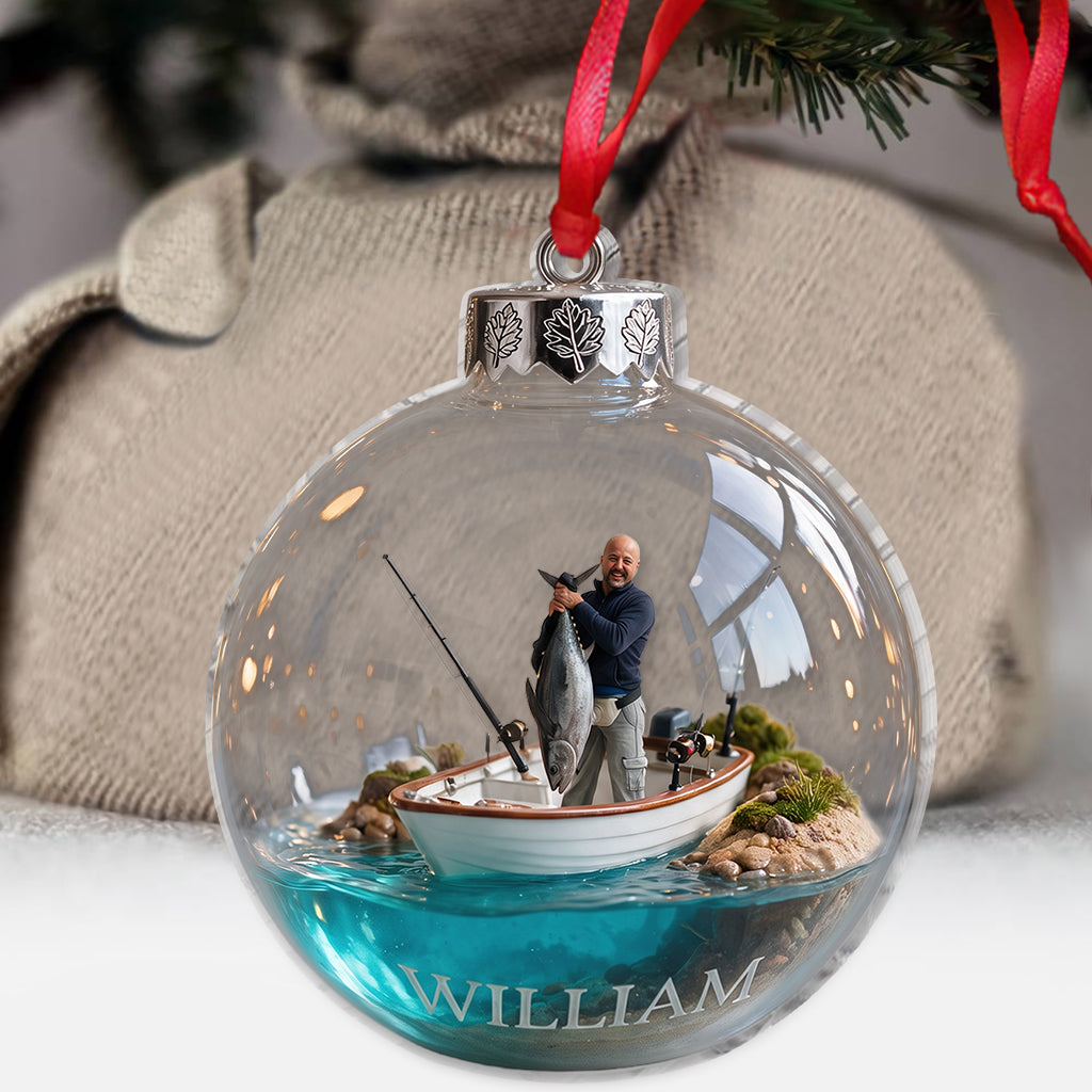 Personalized Christmas Fisherman Fishing Ornament Gift