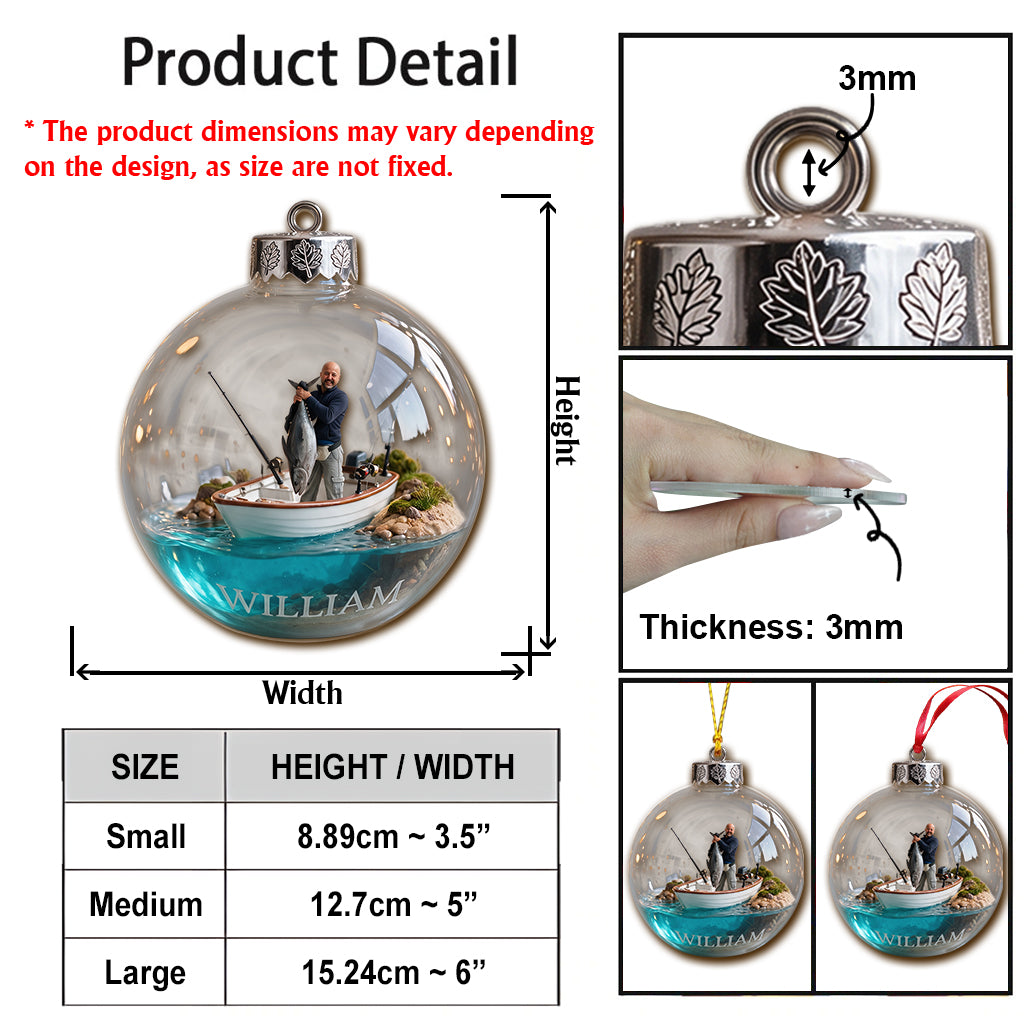 Personalized Christmas Middle-Aged Fisherman Fishing Ornament