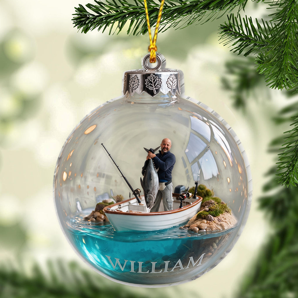 Personalized Christmas Fisherman Fishing Ornament Gift