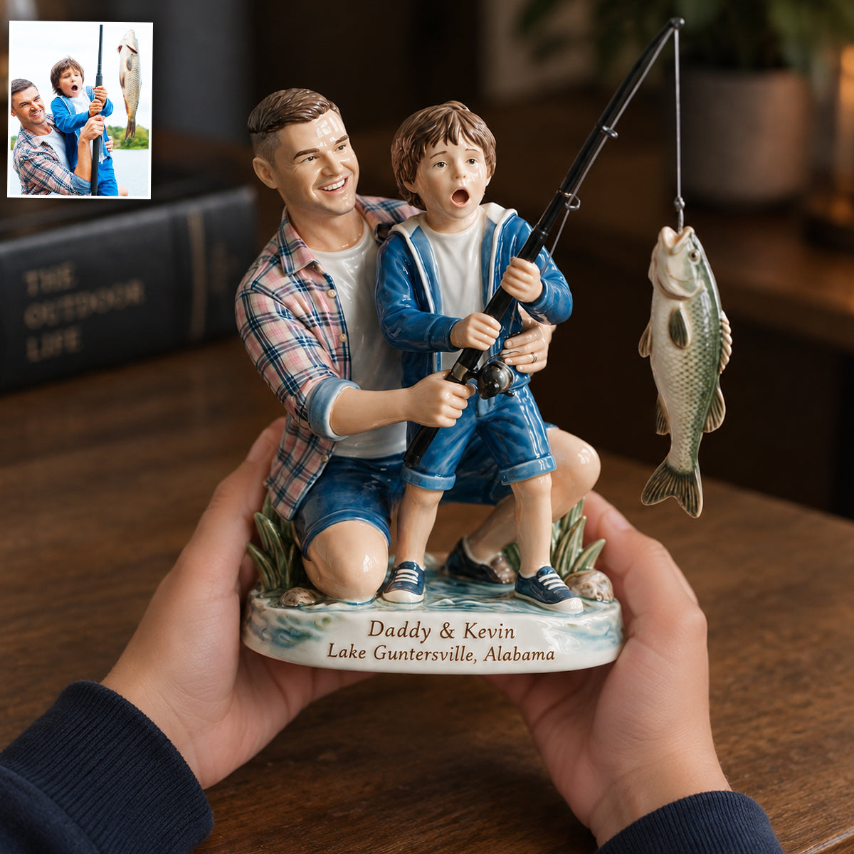 Personalized Custom Photo Fisherman 3D Resin Plaque Fishing Lover Home Decor Gift