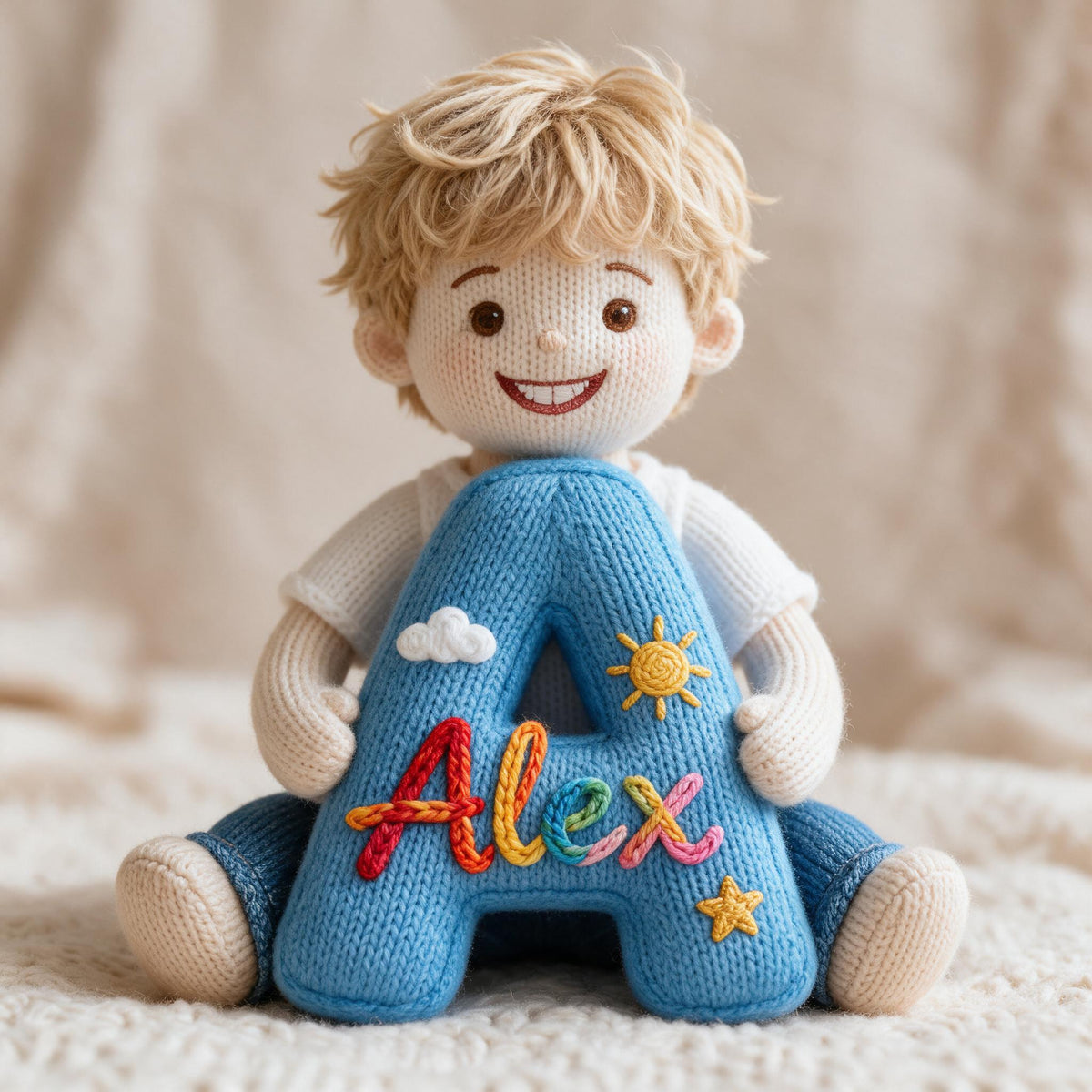 Personalized Custom Photo Little Boy Faux Fur Pillow Custom Kid Son Gift