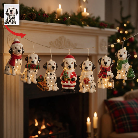 Guirlande Lumineuse Personnalisée Photo Noël Dalmatien Noir et Blanc