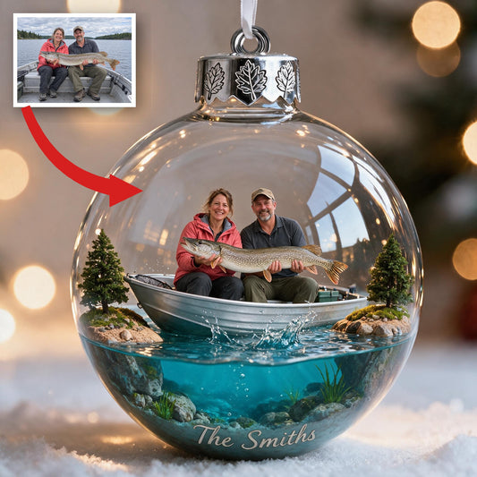 Personalisierte Foto-Weihnachtsornament für ein mittelaltes Angelpaar