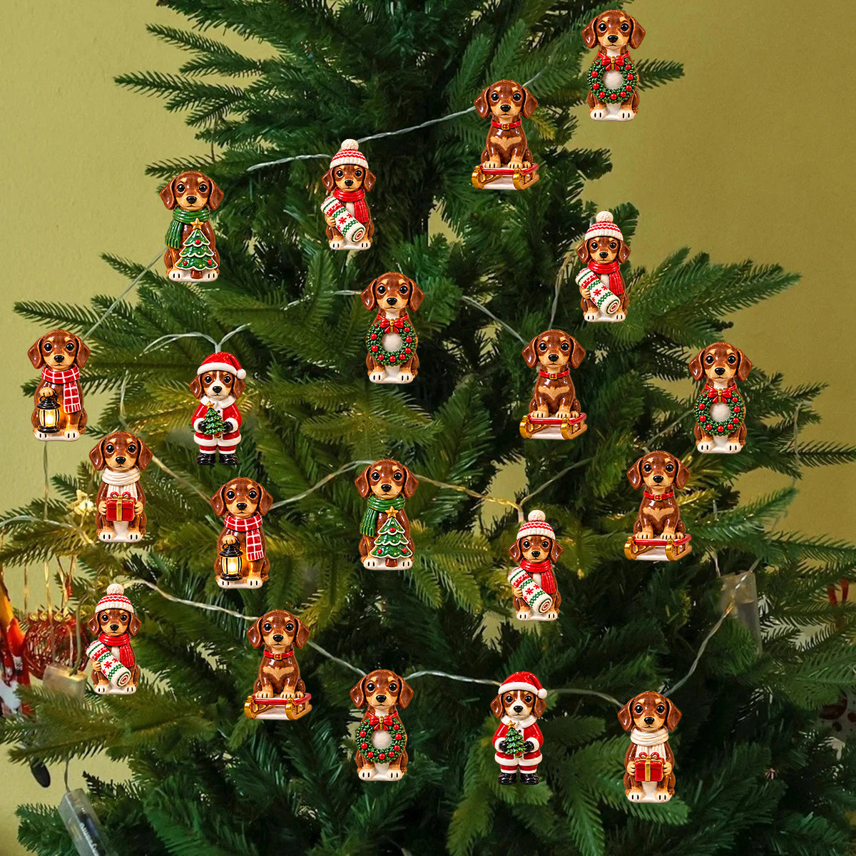 Personalized Custom Photo Christmas Fluffy Shih Tzu String Lights Holiday Decor