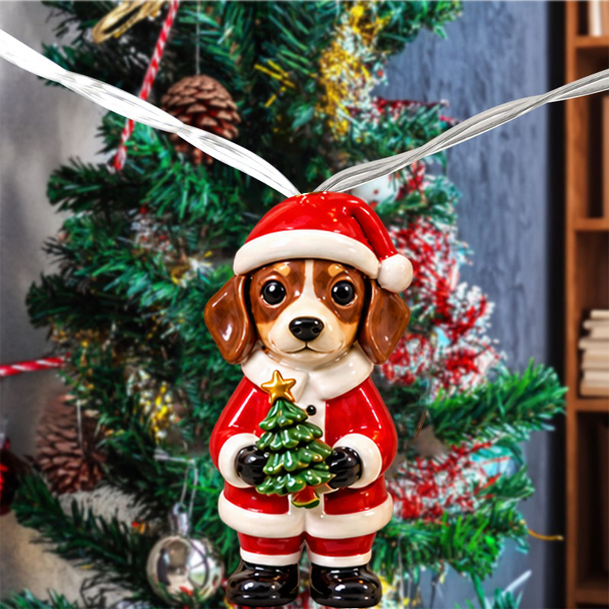 Personalized Custom Photo Christmas Fluffy Shih Tzu String Lights Holiday Decor
