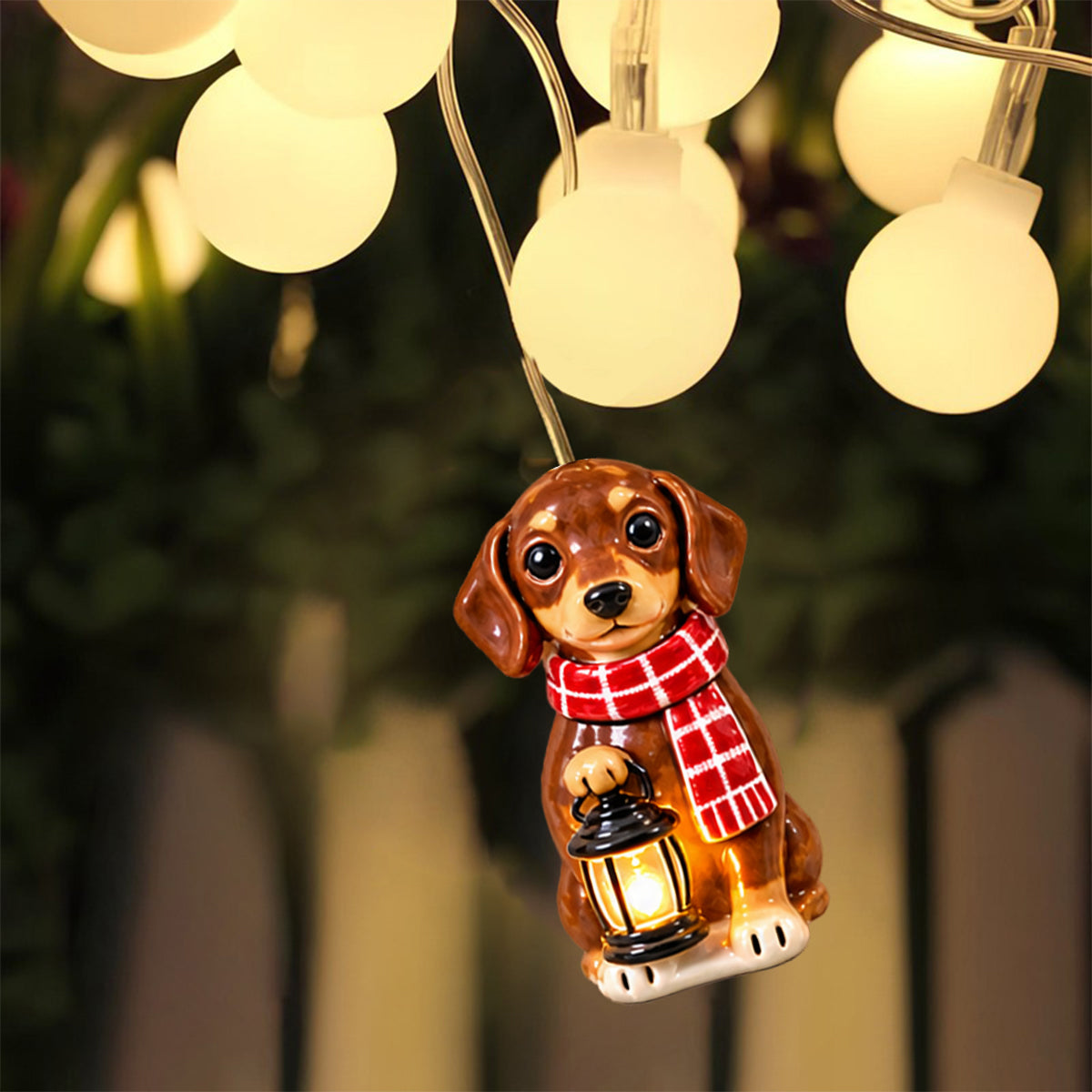 Personalized Custom Photo Christmas Tan and White Adult Shiba Inu String Lights Home Decor