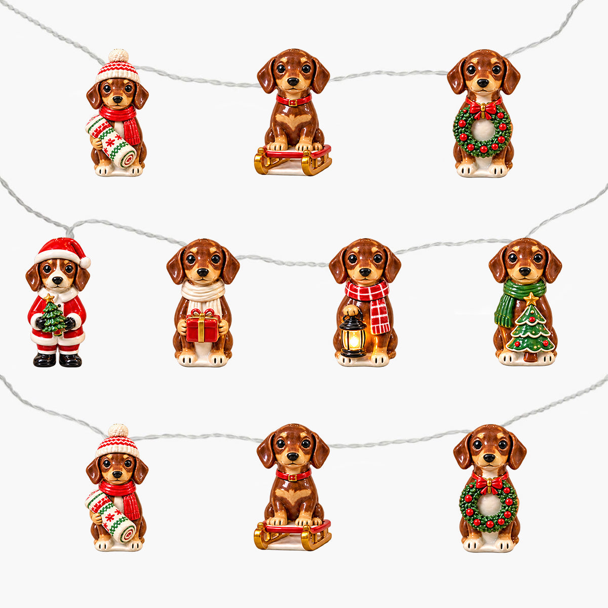Personalized Custom Photo Christmas Fluffy Shih Tzu String Lights Holiday Decor