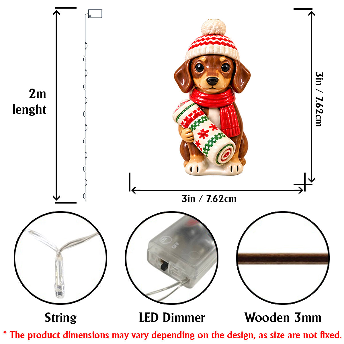 Personalized Custom Photo Christmas Fluffy Golden Pomeranian String Lights