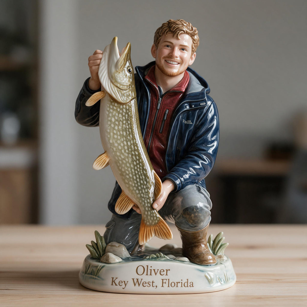 Personalized Custom Photo Fisherman 3D Resin Plaque Fishing Lover Home Decor Gift