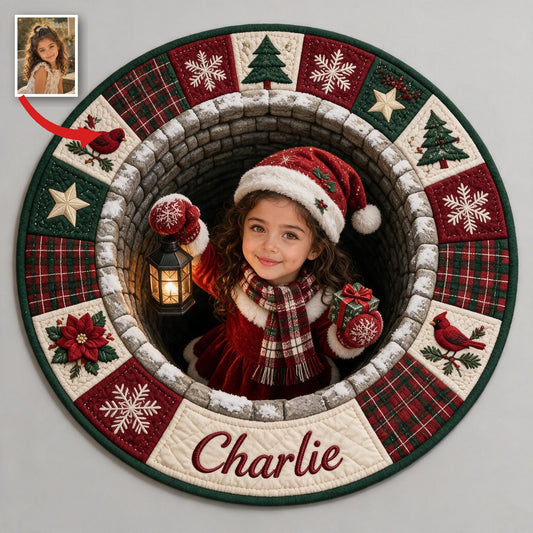 Personalized Christmas Latina Little Girl Non-Slip Tufted Rug Kid Holiday Gift