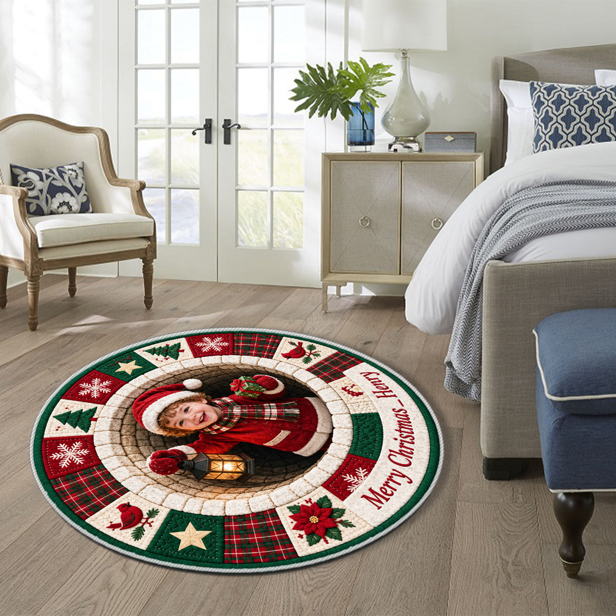 Personalized Christmas Latino Little Boy Non-Slip Tufted Rug Holiday Decor