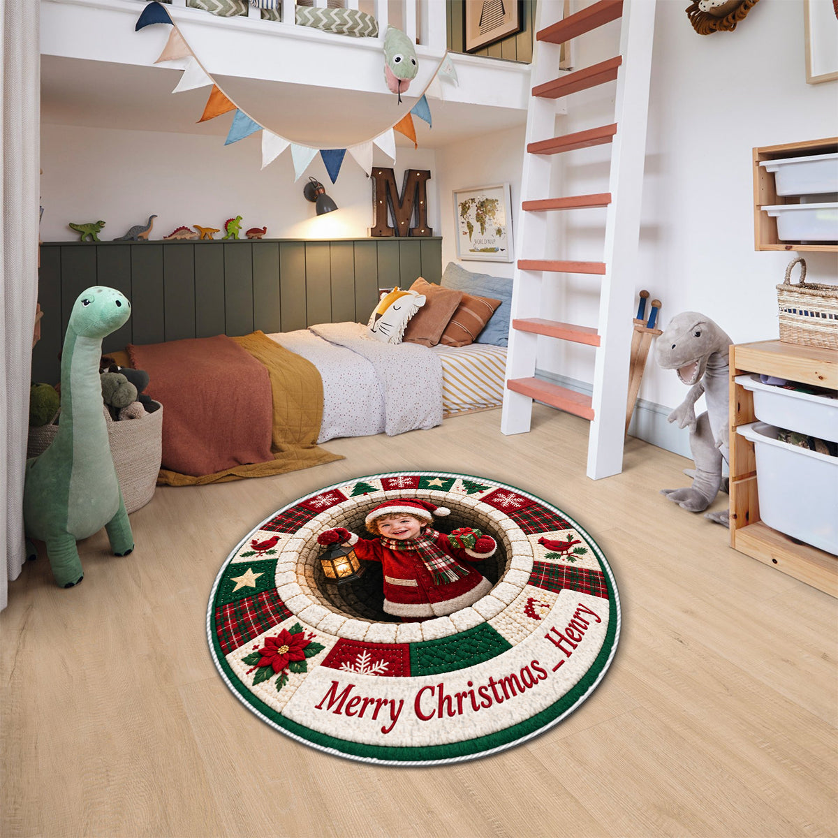 Personalized Christmas Latino Little Boy Non-Slip Tufted Rug Holiday Decor