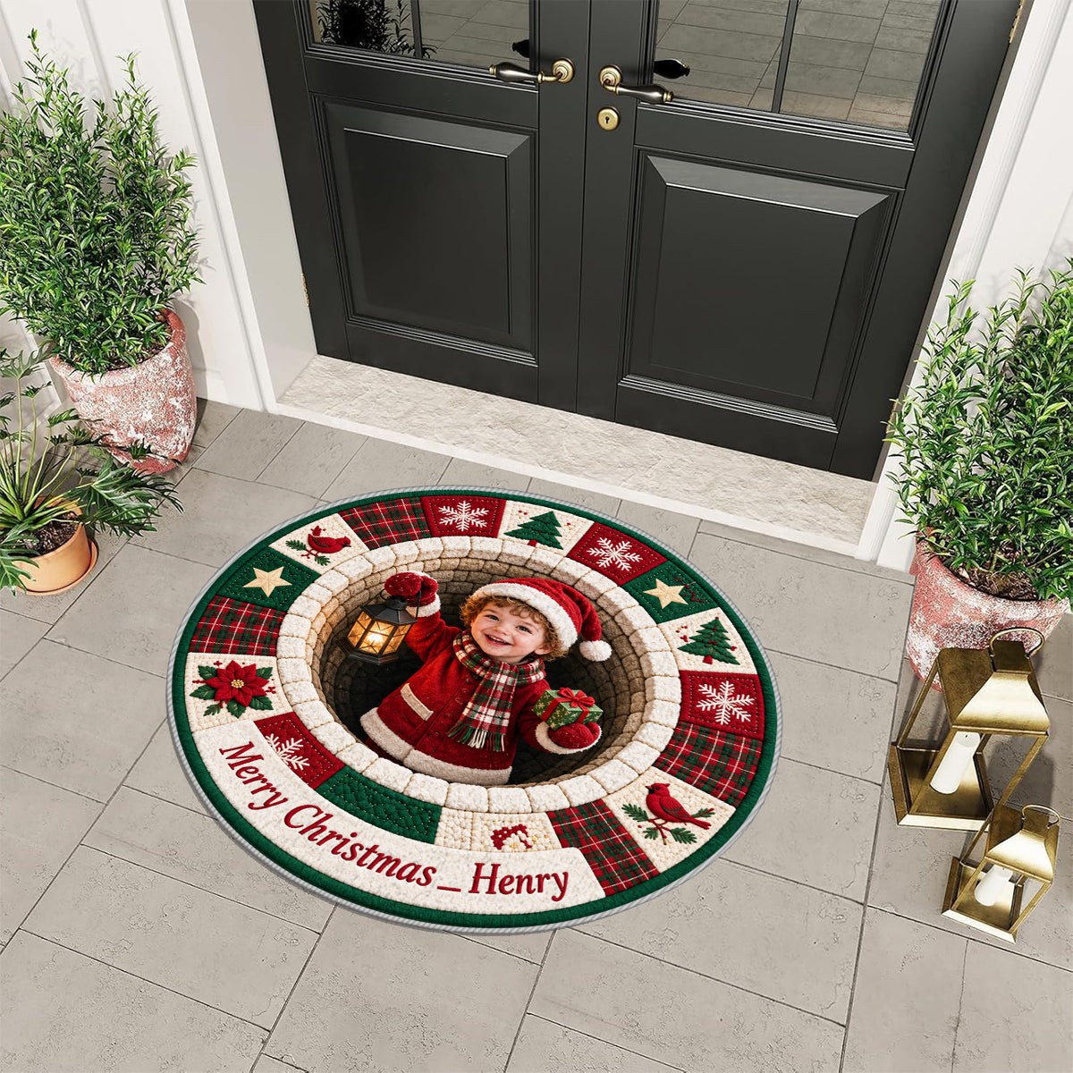 Personalized Christmas Little Boy Non-Slip Tufted Rug Holiday Home Decor