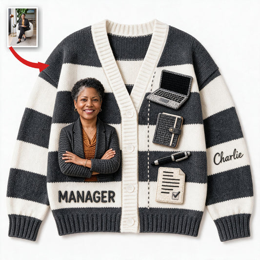 Personalisierter Cardigan für ältere schwarze weibliche Managerin