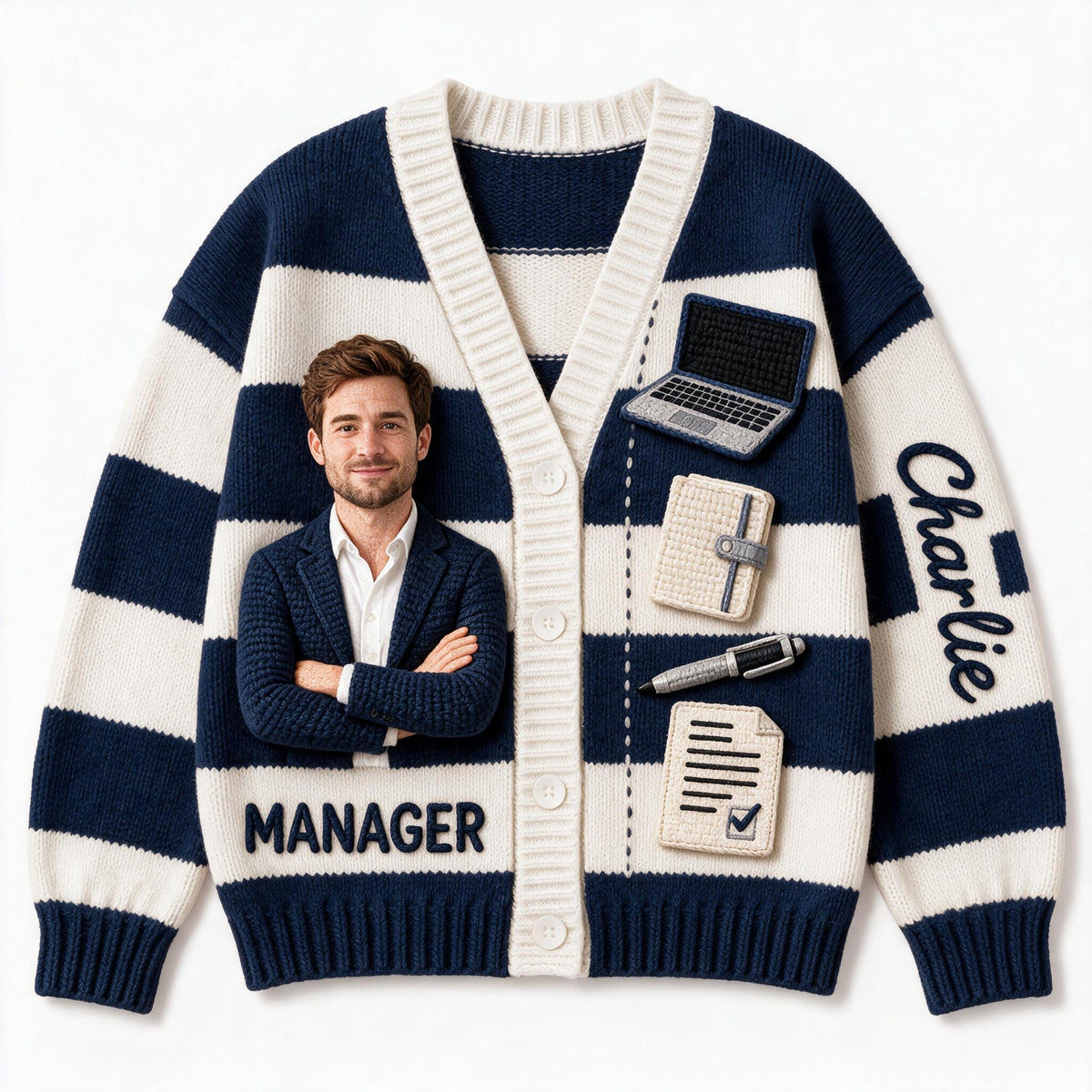 Personalized Male Office Colleague Cardigan Sweater Coworker Gift