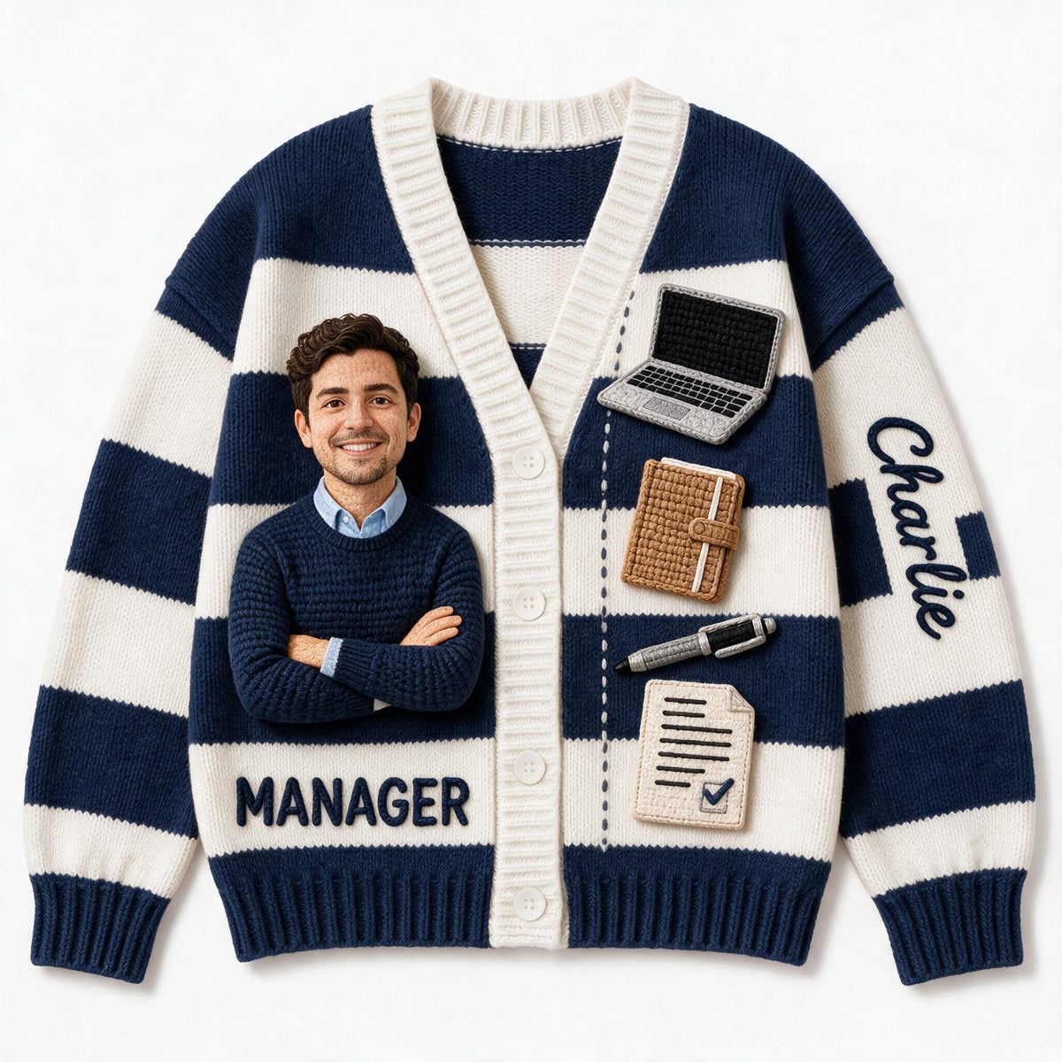 Personalized Latino Male Office Manager Cardigan Sweater