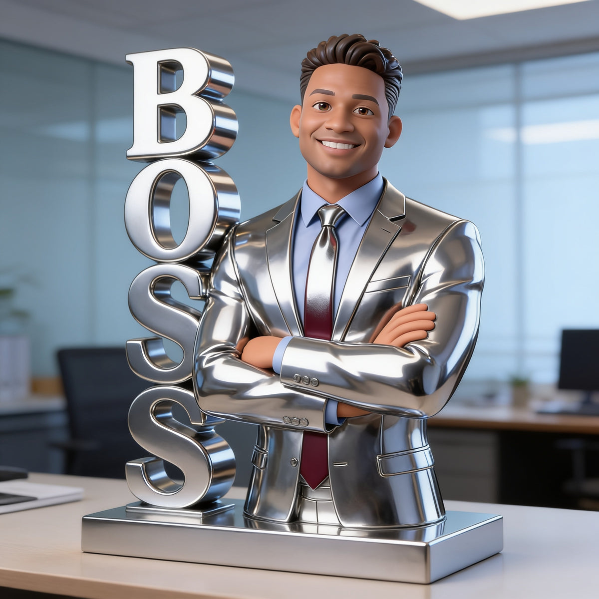 Personalized Custom Photo Black Male Boss Custom Shaped Acrylic Plaque Office Desk Gift