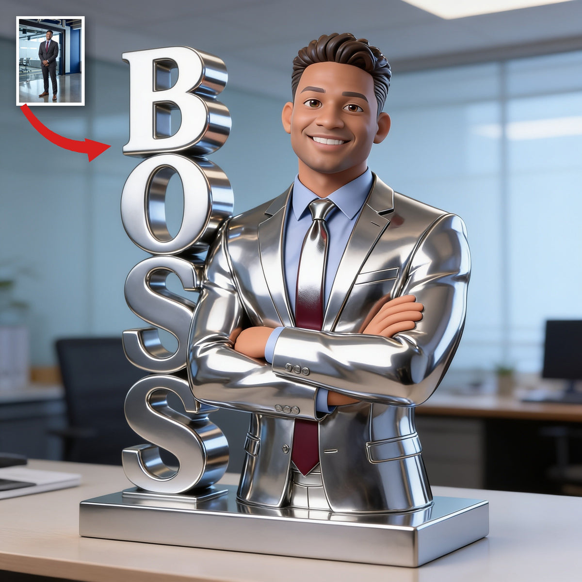 Personalized Custom Photo Black Male Boss Custom Shaped Acrylic Plaque Office Desk Gift