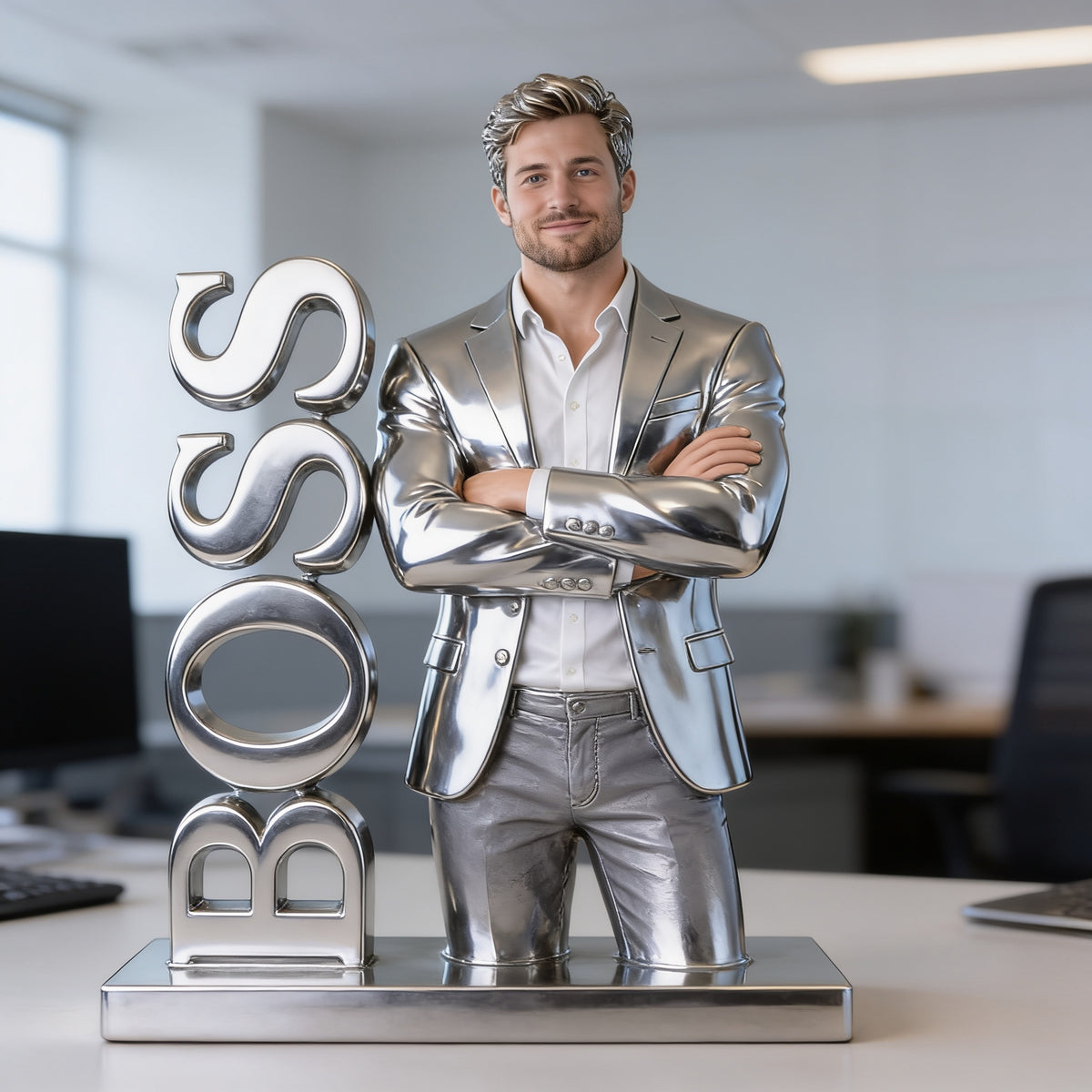 Personalized Custom Photo Male Boss Custom Shaped Acrylic Plaque Office Gift