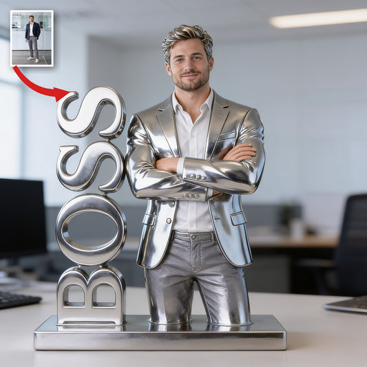 Personalisierte Foto-Acrylplakette für männliche Chefs - Bürogeschenk