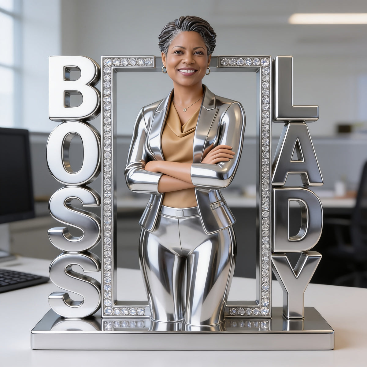 Personalized Custom Photo Older Black Female Boss Lady Acrylic Plaque Office Gift