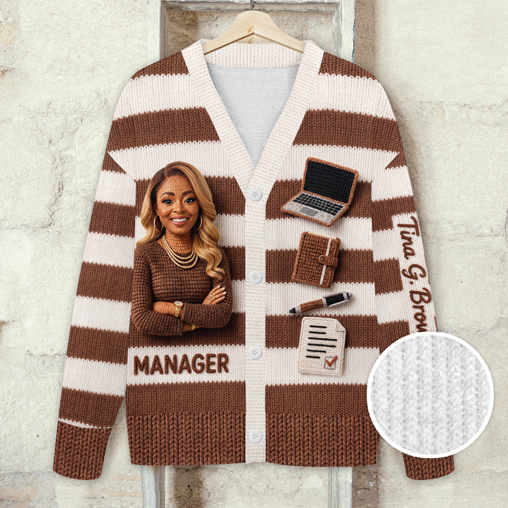 Personalized Male Office Colleague Cardigan Sweater Coworker Gift