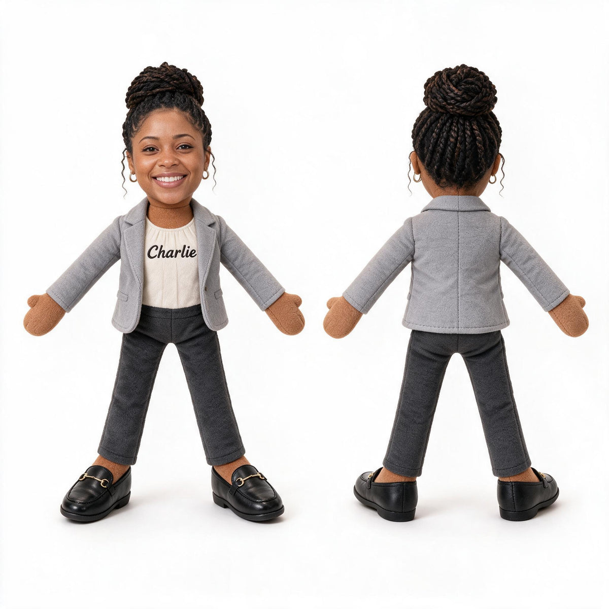 Personalized Black Female Professional Colleague Posable Plush Doll
