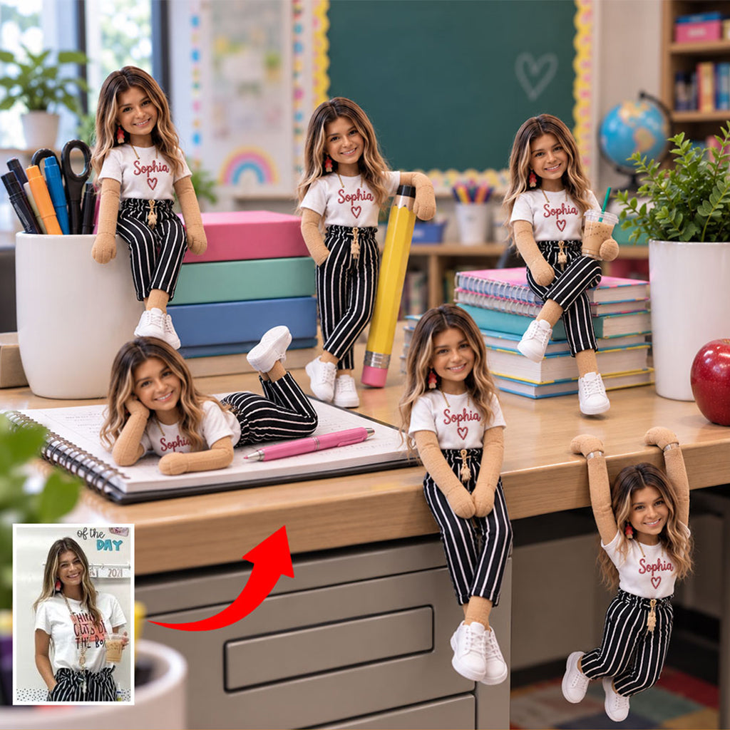 Personalized Female College Colleague Posable Plush Doll Coworker Gift