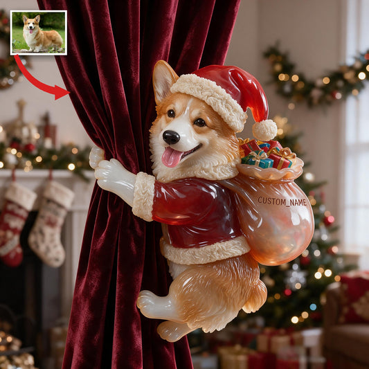 Personalisierte Weihnachtsvorhang-Tieback mit Pembroke Welsh Corgi