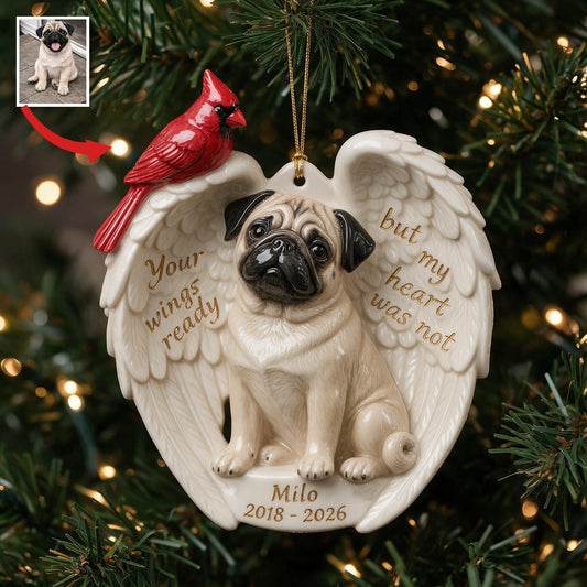 Ornement en céramique commémoratif personnalisé de Pug fauve