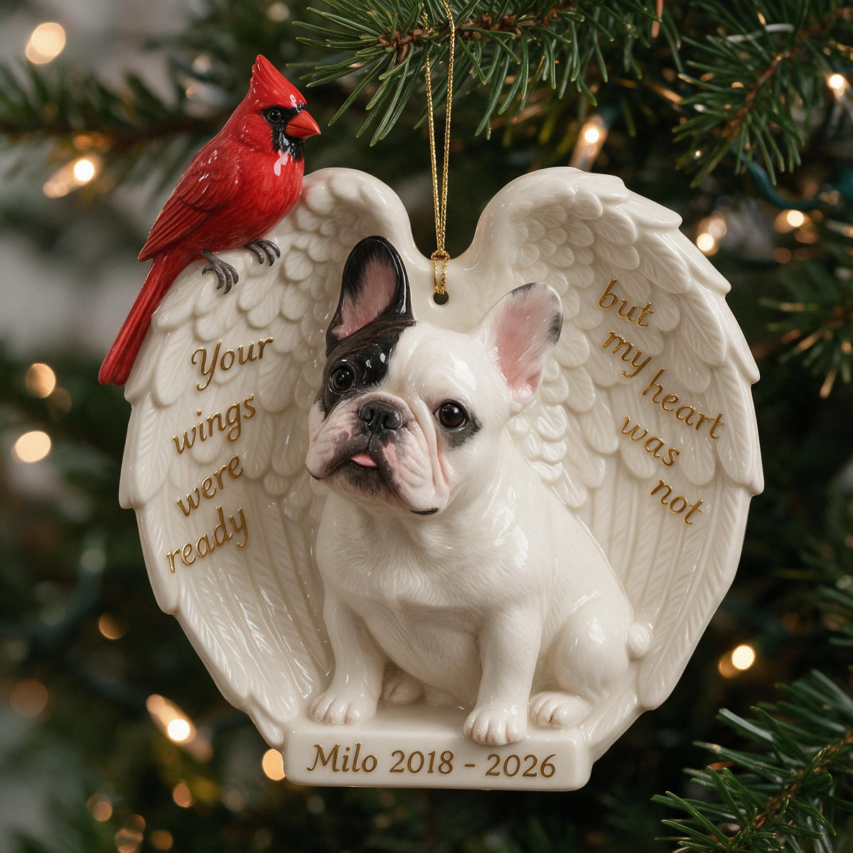 Personalized Custom Photo French Bulldog Memorial Ceramic Ornament Pet Keepsake