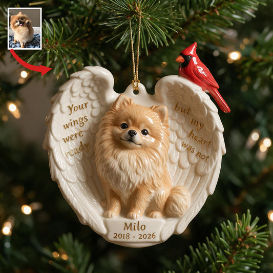 Ornement en céramique commémoratif personnalisé pour Pomeranian doré